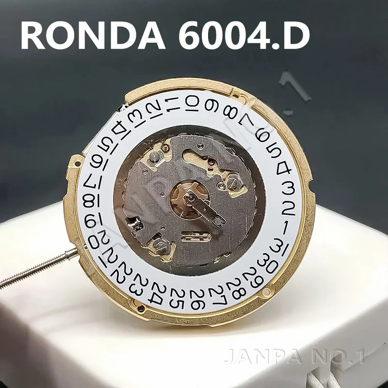 Ronda Kuvars Hareketi 6004D/6003.D Üst Marka Saat Mekanizması Parçaları Değiştirmeleri Altın Saat Movt Beyaz Datewheel