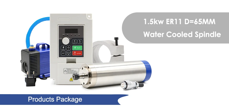 G-Penny 1,5 kW 110 V/220 V wassergekühlter CNC-Spindelmotor-Kit ER11 65 mm 4 Lager & Inverter & Halterung Gravierfräser-Zubehör – Detail 1