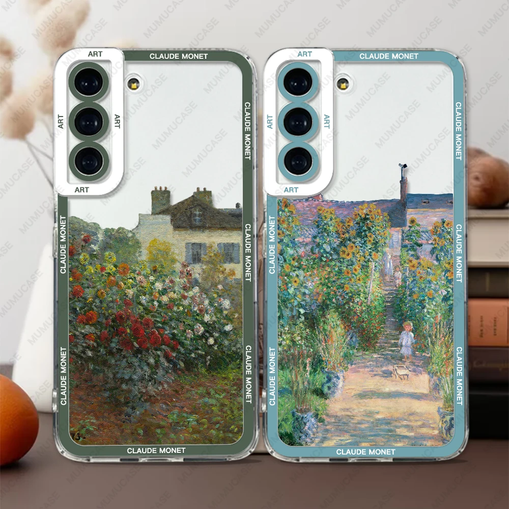 Case For Samsung Galaxy S20 S21 S22 S23 A13 A21s A32 A33 A50 A52 A53 A73 A54 A14 Soft Cover Claude Monet Cat