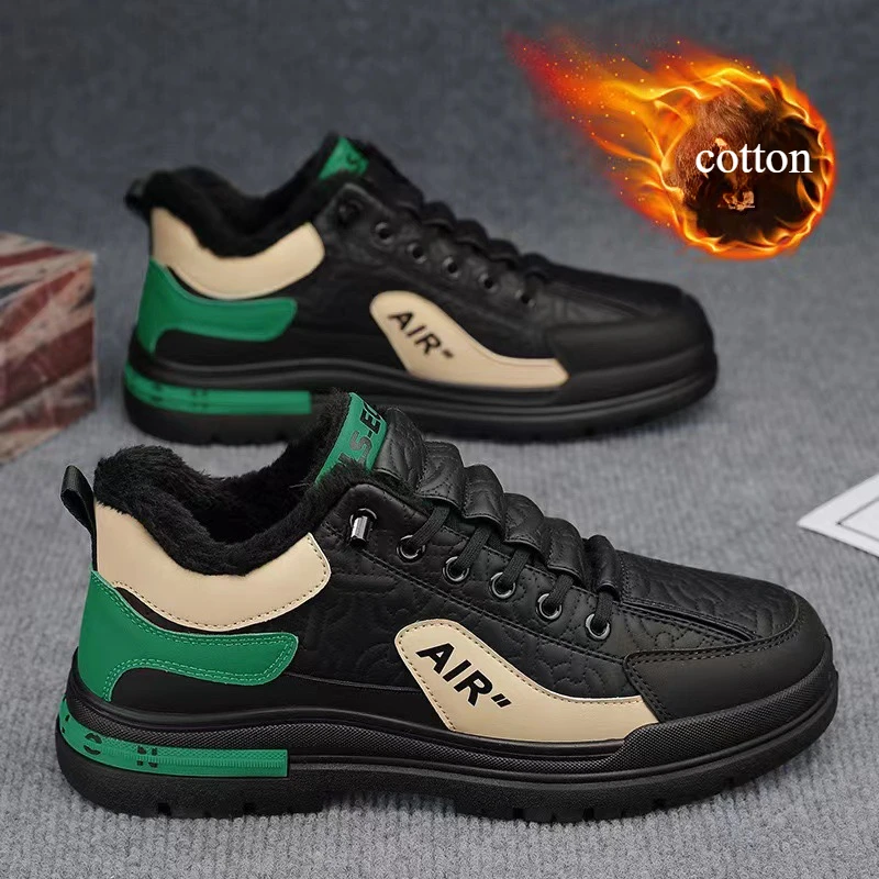 Winter Men's Boots Casual Velvet Keep Warm Thick Soled Sneakers Male Luxury High Tops Non-slip Walking Shoe Zapatillas De Hombre