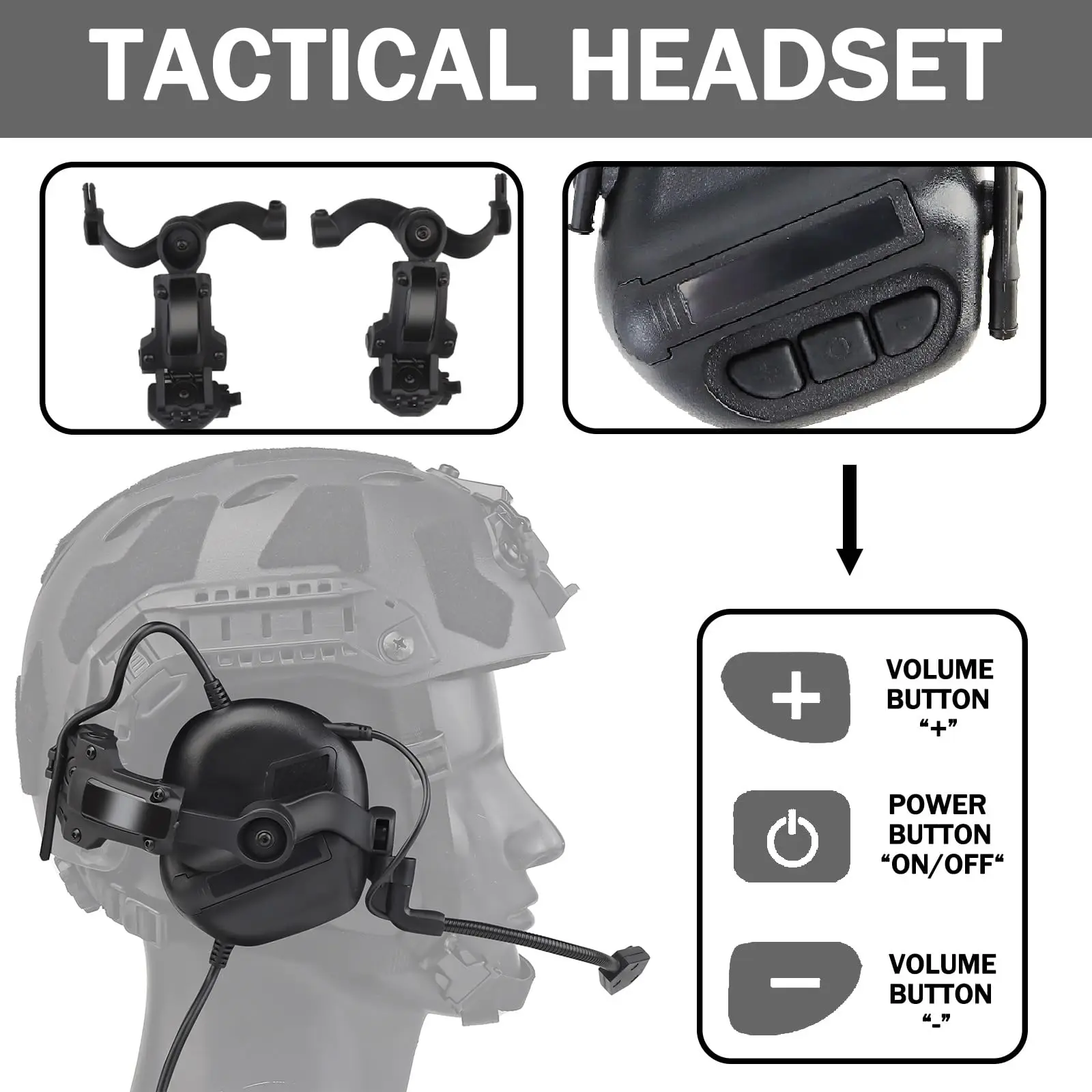 Tactical Helmet Set with Goggles Face Mask LED Torch & Headset for Airsoft Paintball Hunting Outdoor CS Game Military Equipment
