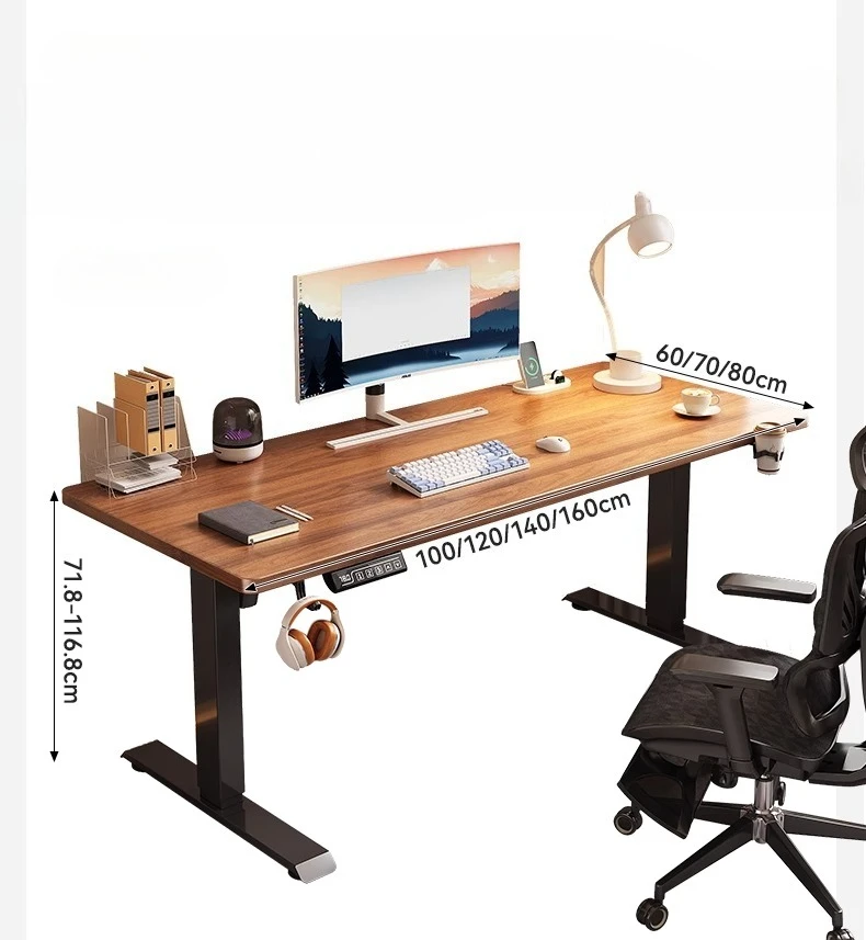 

Solid wood electric lifting intelligent computer desk home learning office workbench