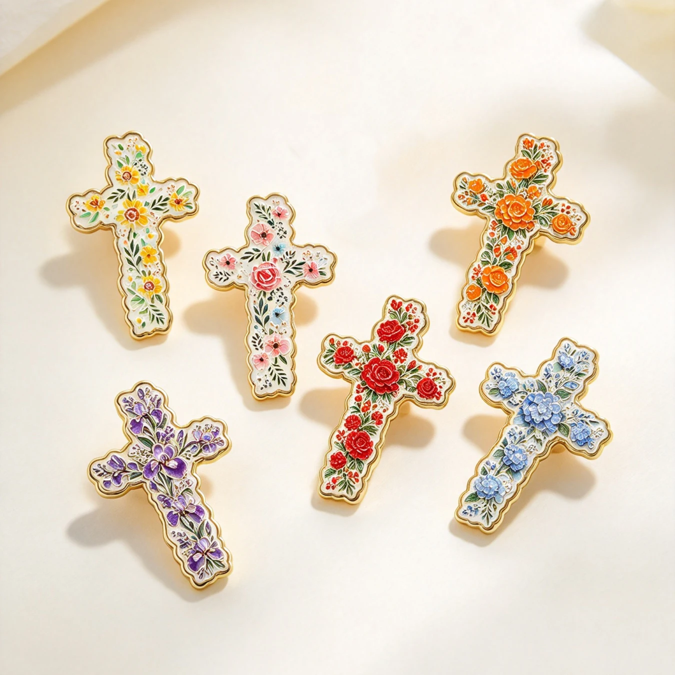 6 Painted Flower Cross Shape E - Good Floral & Wedding Decor Supply recension och pris