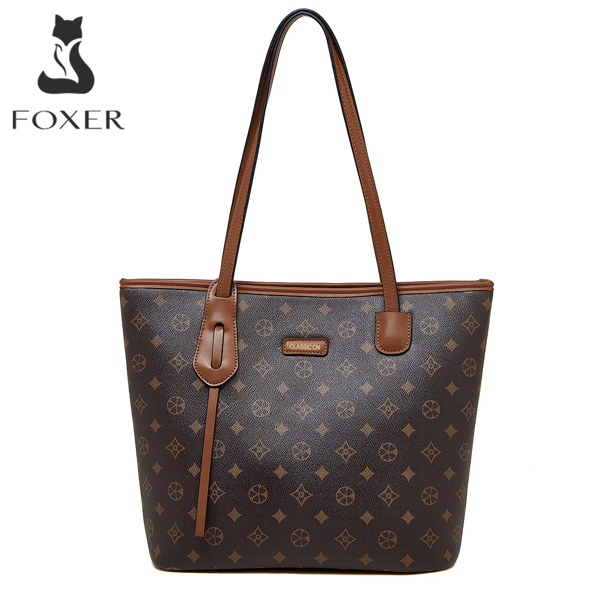 

FOXER Fashion Women PVC Tote Handbag Lady Large Capacity Signature Shoulder Bags