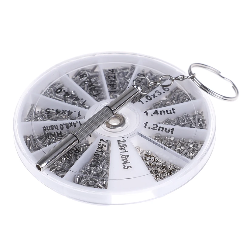 600pcs/set Universal Micro Glasses Sunglass Watch Spectacles Screws Nuts Screwdriver Repair Kits Tool Box