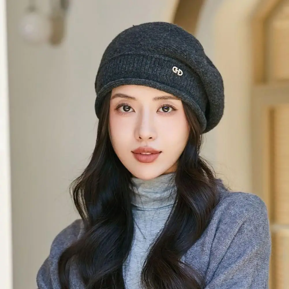 

Simple Women Beret for Elegant Lady Winter Female Cotton Hats Solid Color Casual Autumn Warm Cap