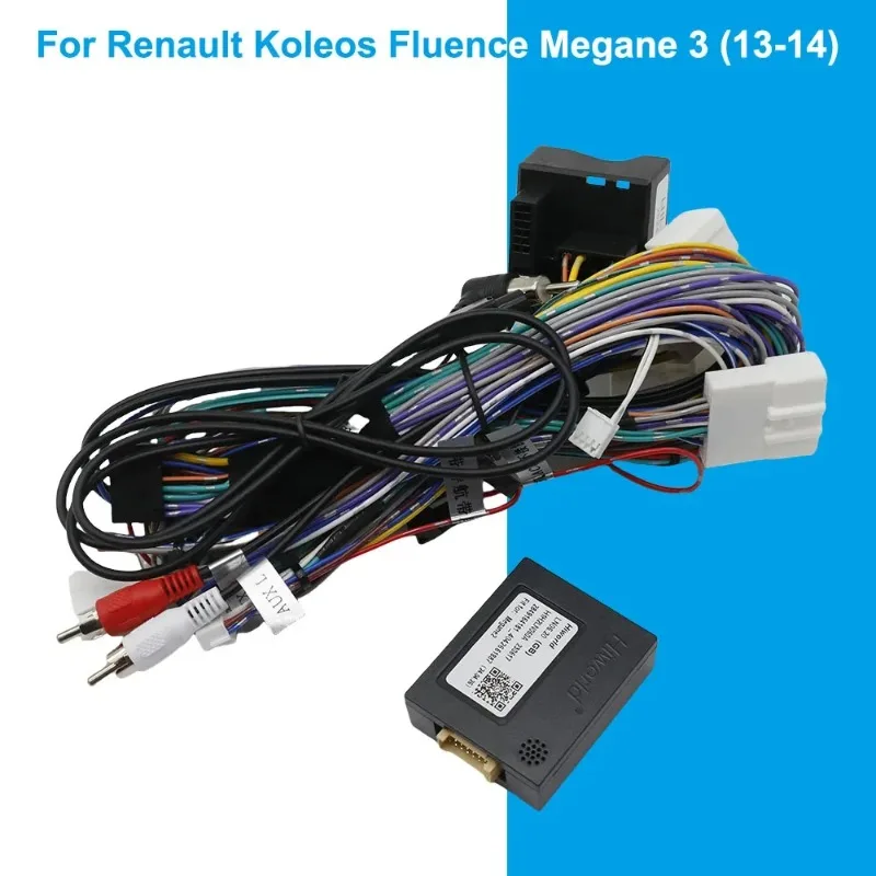 For Renault Koleos Fluence Megane 3 2013-2014 Android Radio Wiring Harness CAN Bus Decoder 32 Pin Audio Power Cable Adapter