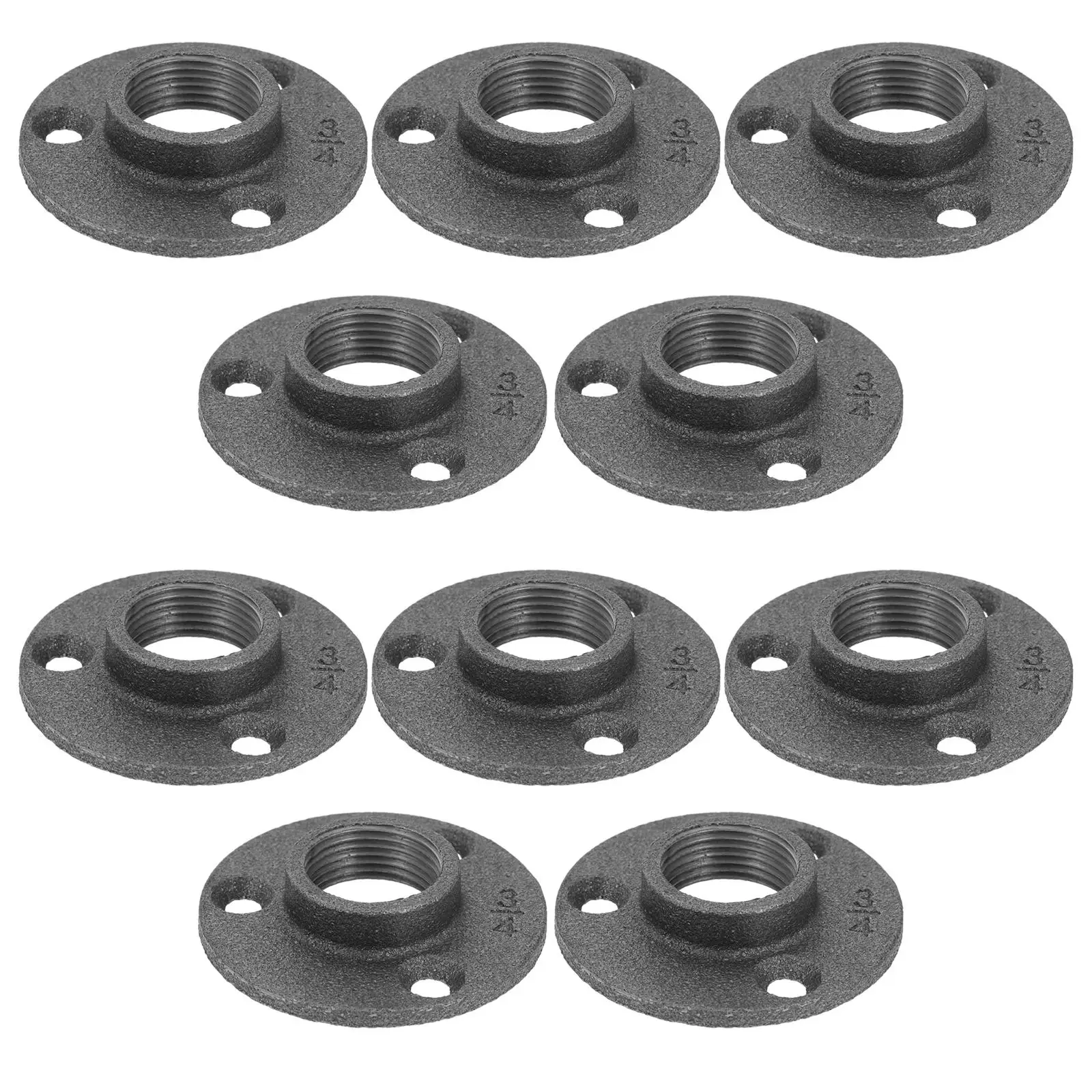

10 Pcs Flange Plates Malleable Iron Fittings Fixed Bases Furniture Shelving Decors Durable Material Industrial Decor Pipe