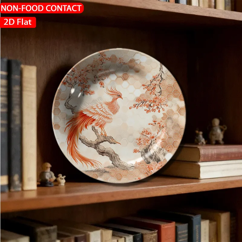 Plato de cerámica Oriental Phoenix Peach, decoración asiática elegante, adecuado para escritorio del hogar, centro de mesa, sin contacto con los alimentos, 1 ud.
