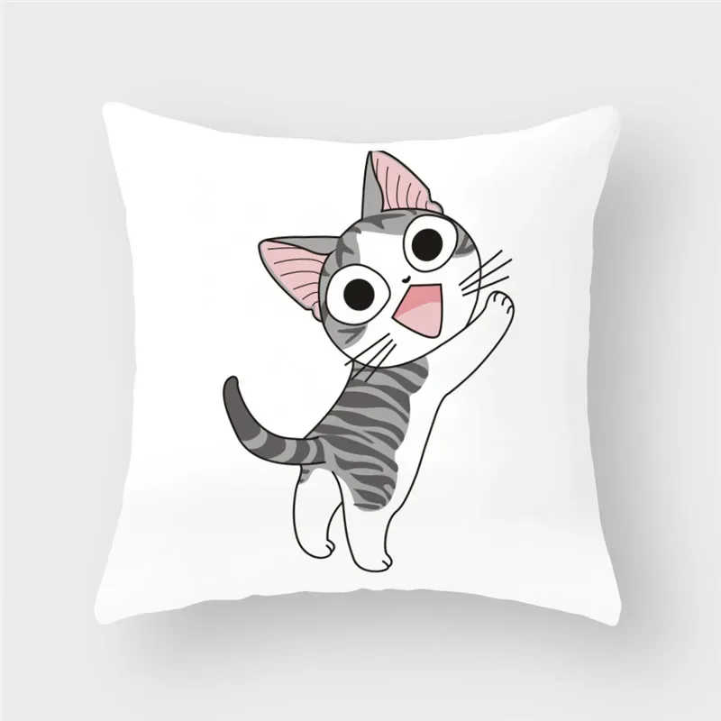 45x45cm Funny Cute Cat Cushion Cover Cartoon Pets Pillows Cases for Sofa Home Decor Pillowcase Polyester Throw Pillow Cases