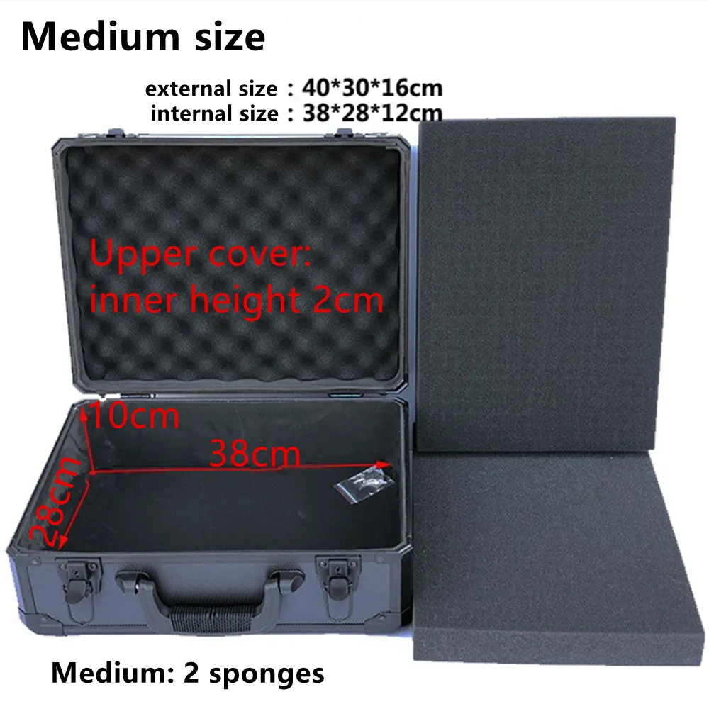 Aluminum Frame Waterproof Suitcase Bag Portable Tool Case Instruments Equipment Laptop Storage Box Travel Toolbox A Plaid Sponge