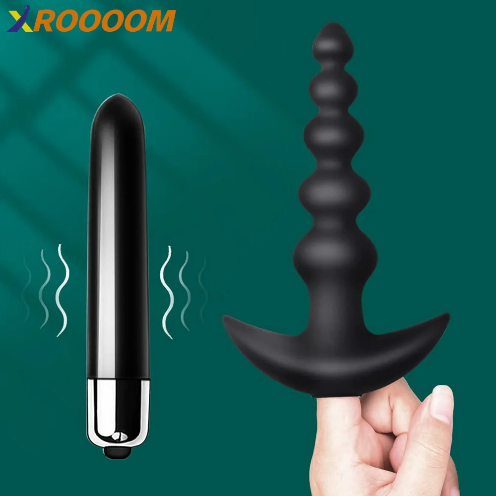 

Vibrating Anal Beads Butt Plug - Flexible Silicone 16 Vibration Modes Graduated Design Anal Sex Toy Waterproof Bullet Vibrator