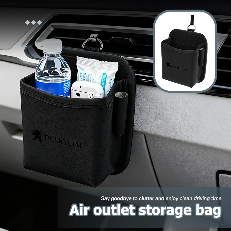 Caja de almacenamiento para coche, bolsa para residuos de salida de aire, caja colgante para salpicadero, para Peugeot GT Line 208, 301, 308, 408, 508, 607, 2008, 3008, 4008