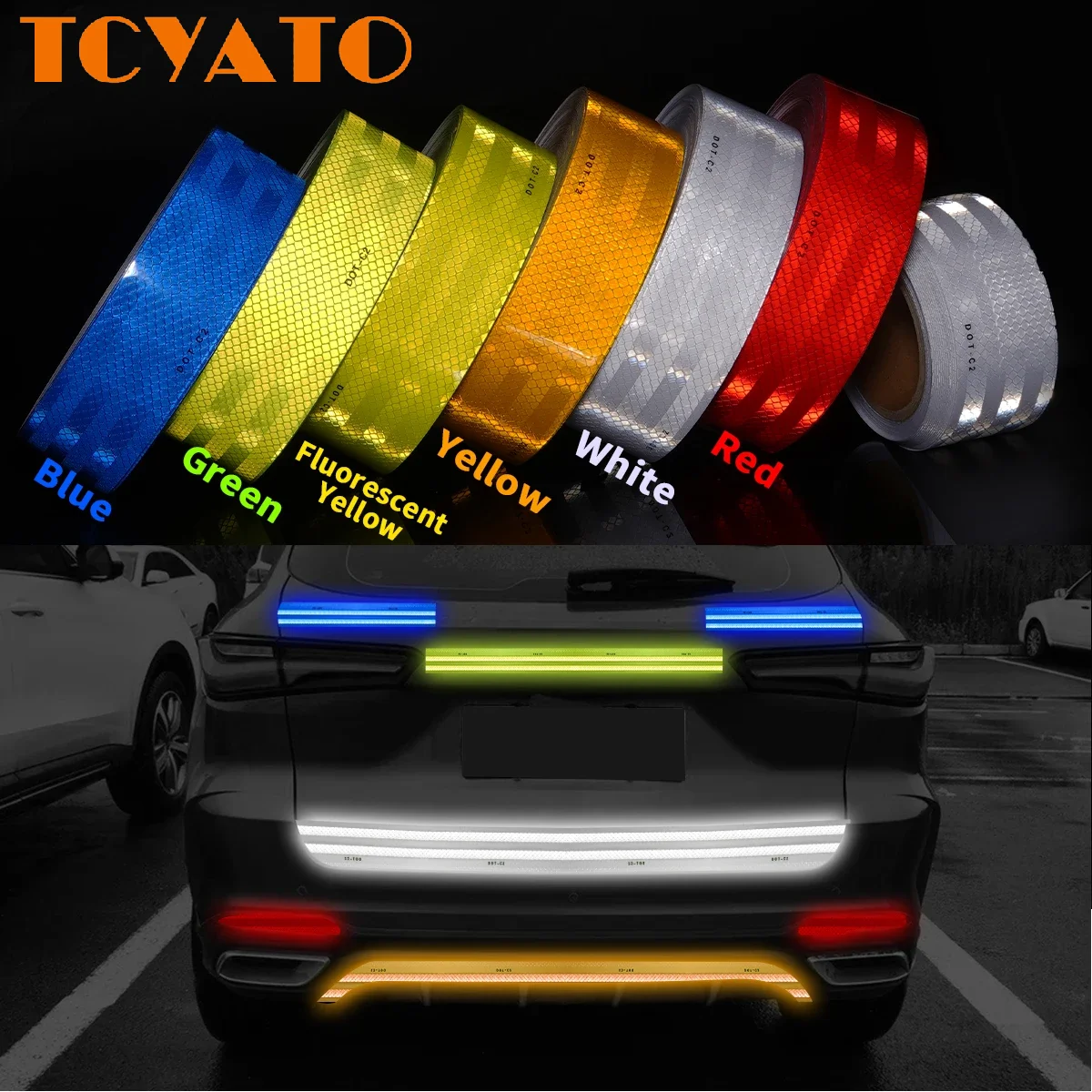

TCYATO Warning Reflective Sticker Night Visibility Waterproof Safety Film Conspicuity Reflectors Tape for Bicycle