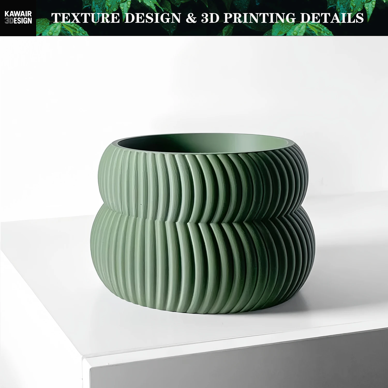 Eco-Friendly 3D Printed Flower Pot Rhombus Line Texture Square Shape Home Decor Stylish flower pot