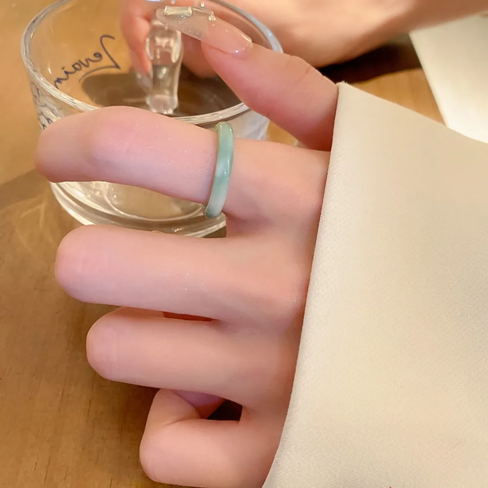 Personality Plastic Resin Ring Round Transparent Acetic Acid Finger Ring Geometric Glass/Lucite Korean Style Accessories Lady