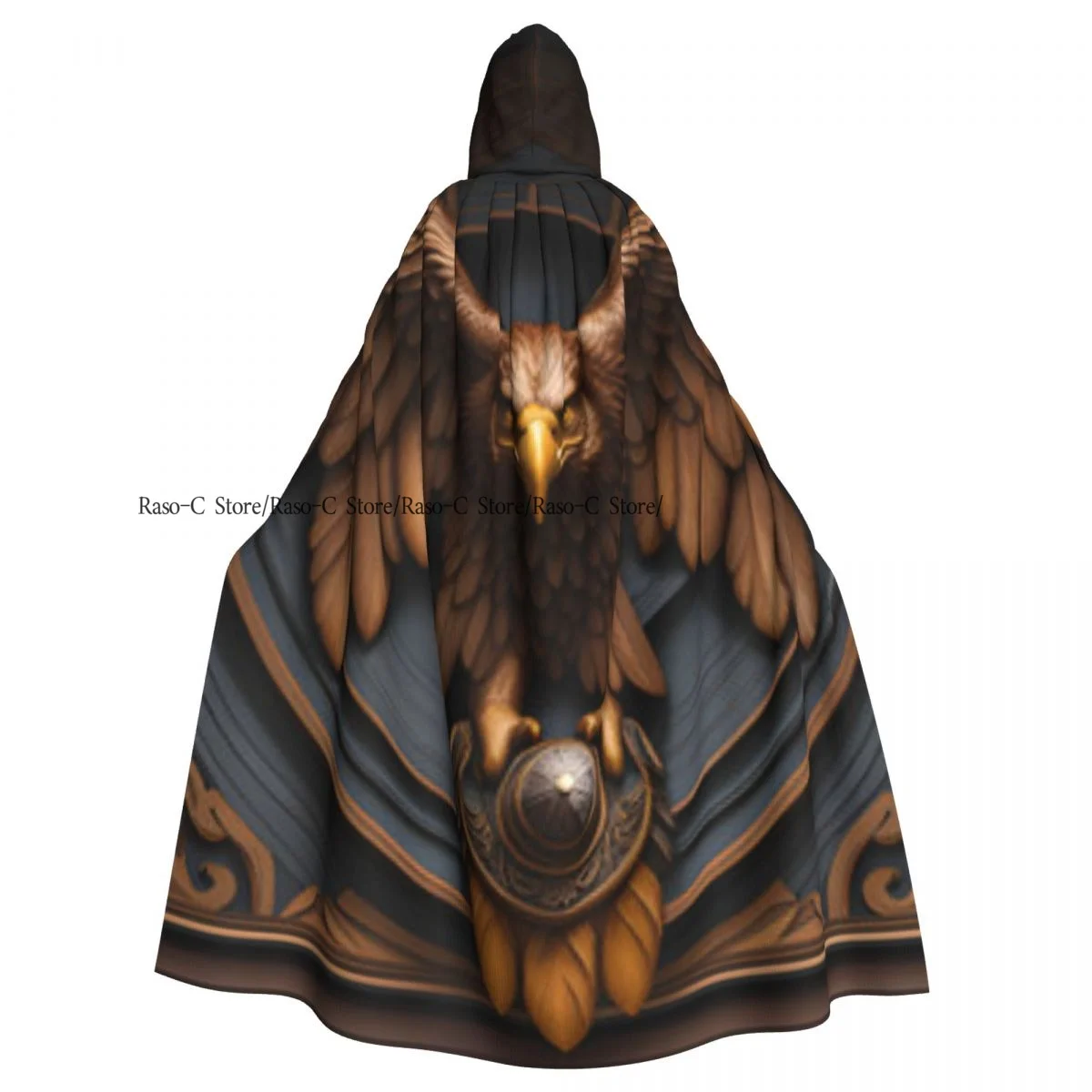 Unisex Adult Eagle With Shield And Wings Cloak with Hood Long Witch Costume Cosplay