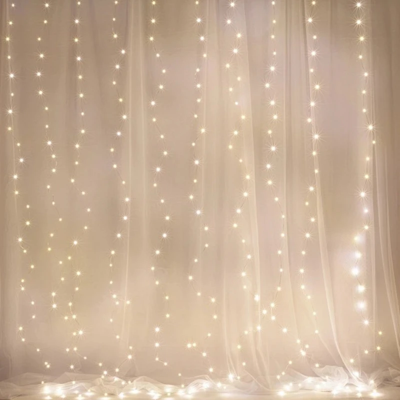 LED Curtain Lights USB Powered with Remote Control Holiday Christmas Decorations for Home Wedding Birthday Bedroom Party Lights