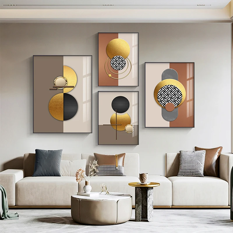 Luxury Gold Geometry Canvas Painting Abstract Gold Foil Poster Nordic Wall Pictures Print for Living Room Loft Modern Home Decor