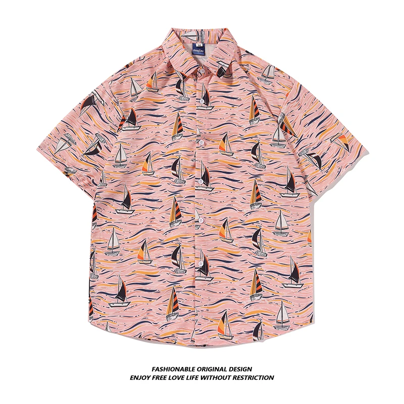 

Loose Vintage Floral irt ort Sve Hawaiian Sle Design Summer Casual Menswear Youth ular Stand Fit Breathable