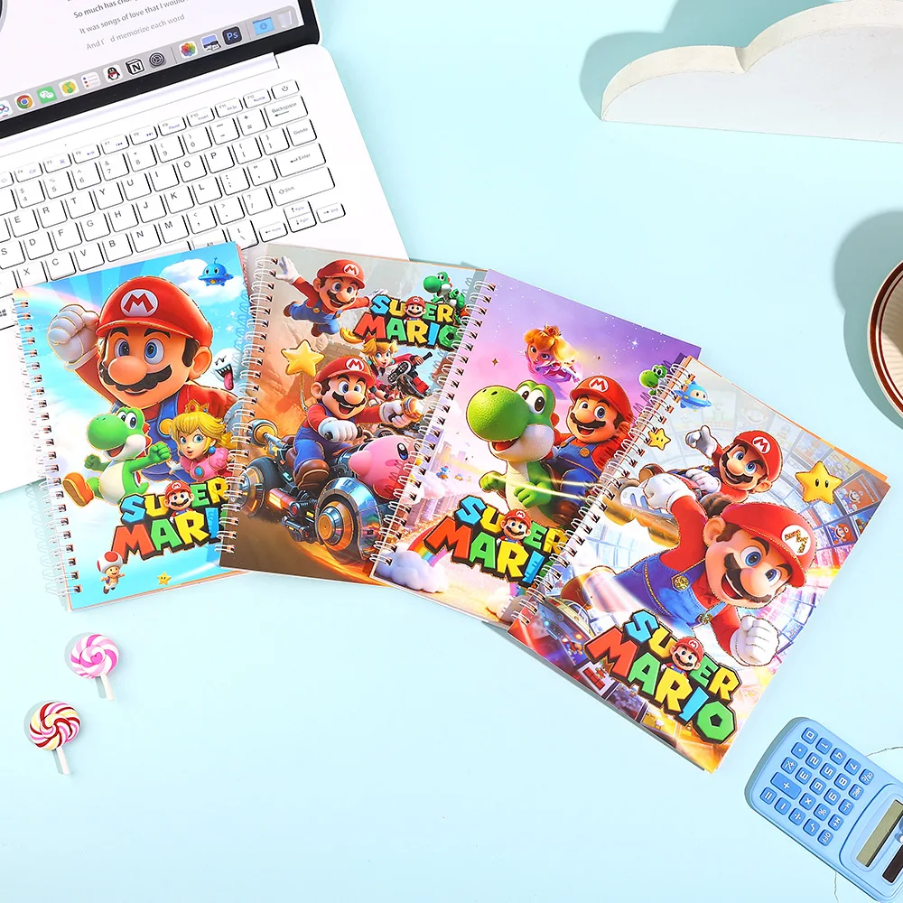 1/4pcs Mario spiral notebooks, portable writing notebooks, back-to-school season gift notebooks Stationery and study supplies Gi