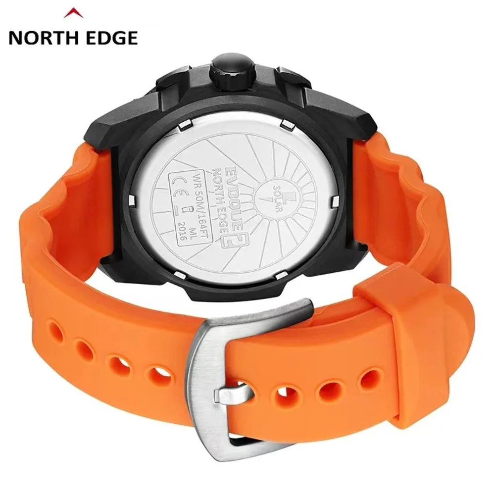 NORTH EDGE Evoque2 Solar Watches for Men with Box Calculation Speed Chronograph Rotatable Ring Waterproof Men Watch Reloj Hombre