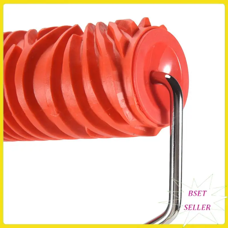 A010 7Inch Embossed Zebra Stripe Painting Roller With Handle For Wall Decoration