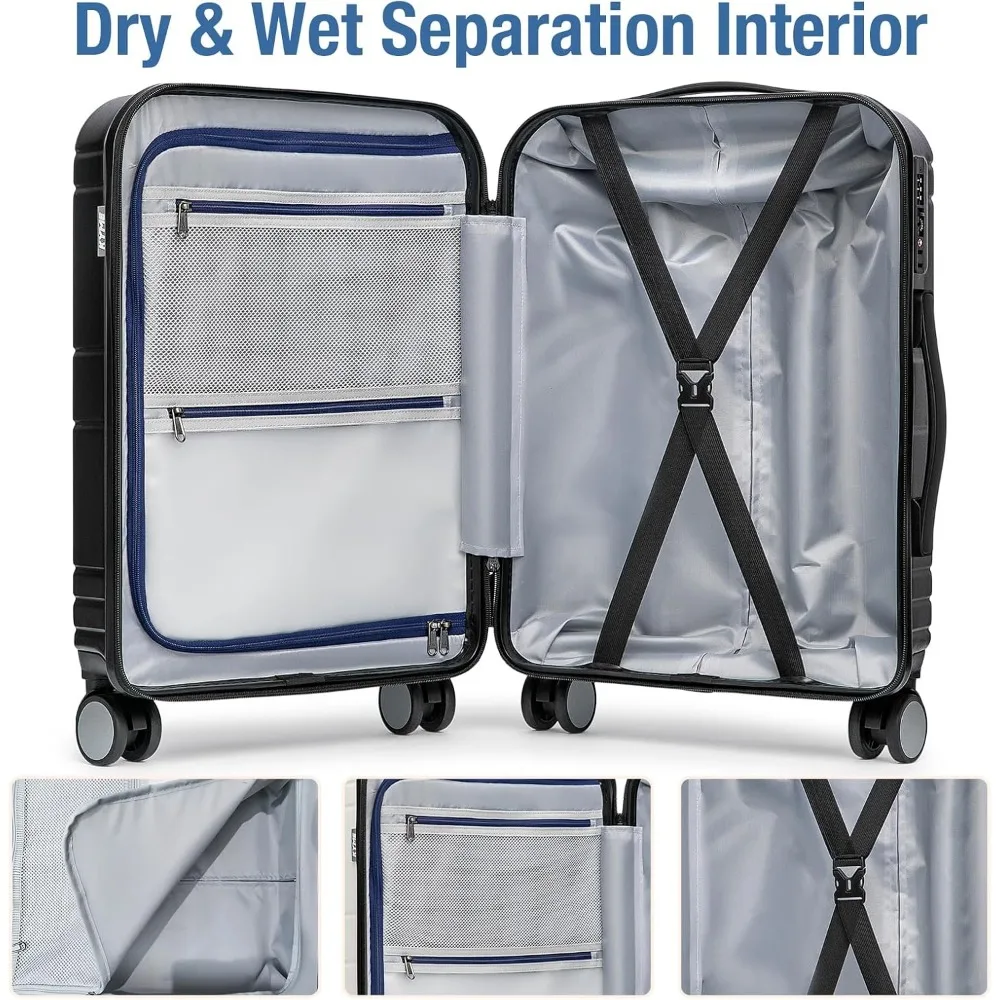 Bagaglio a mano leggero con guscio rigido approvato dalla compagnia aerea con lucchetto TSA, 22x14x9, valigia piccola con ruote da viaggio