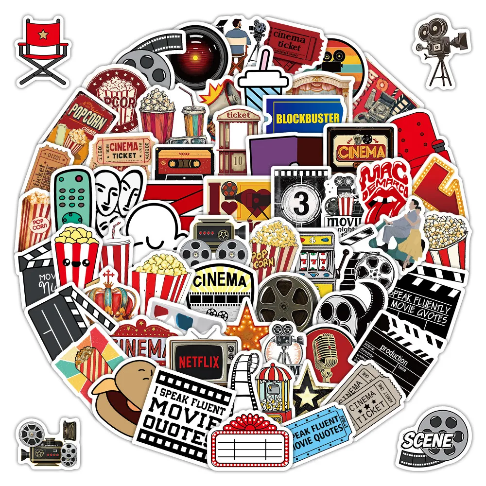 103Pcs Movie Theater Themed Stickers Waterproof Cinema Graffiti Decals for Laptop Luggage DIY Decor LanLanStickersWorld Store - view 2