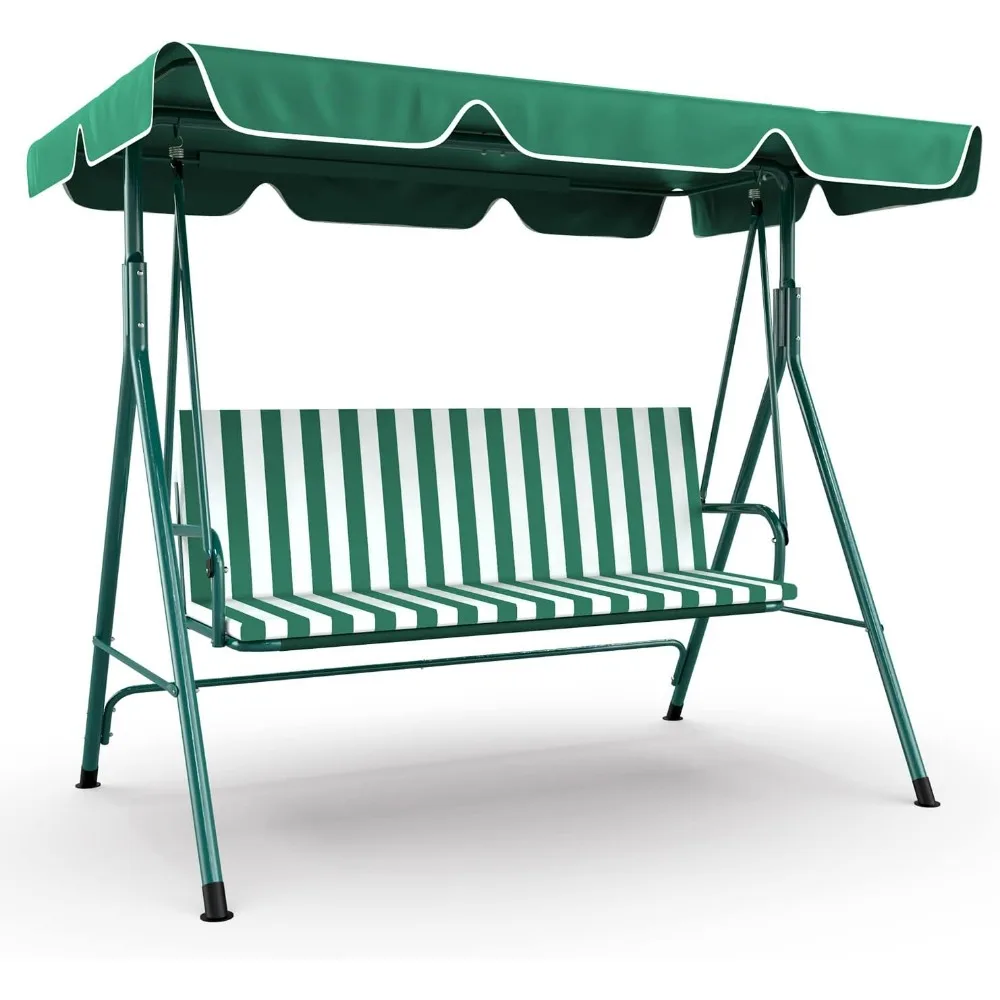 

Outdoor Patio Swing Chair 3-Person Classical Removable Cushion, Canopy Porch Swing with Adjustable Shading,Garden Swings Deck