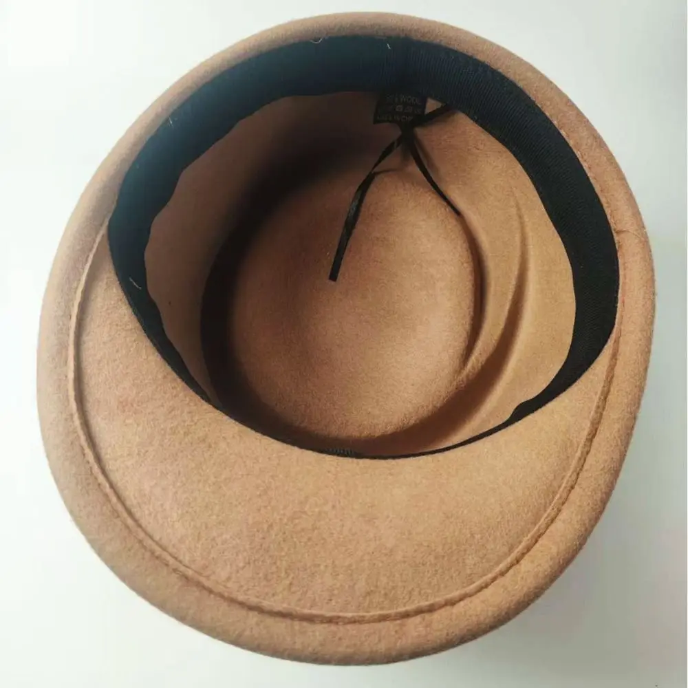 Vintage British Style Wool Equestrian Hat Retro Elegant Fedora Hat Charm Solid Color Pillbox Hat Banquet