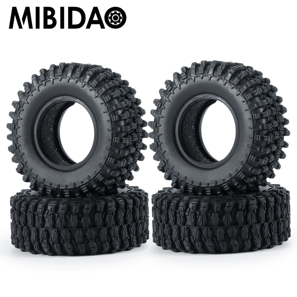 MIBIDAO 4Pcs 1.0inch 50/54mm Soft Rubber Tires for Axial SCX24 1/24 TRX4M 1/18 RC Crawler Car Model Upgrade Parts