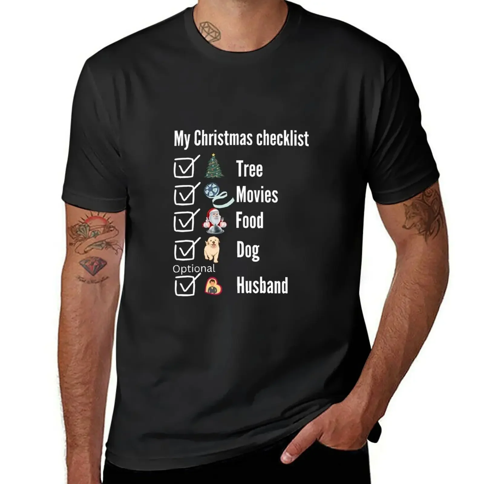 Christmas checklist T-Shirt summer tops gifts for boyfriend men clothing