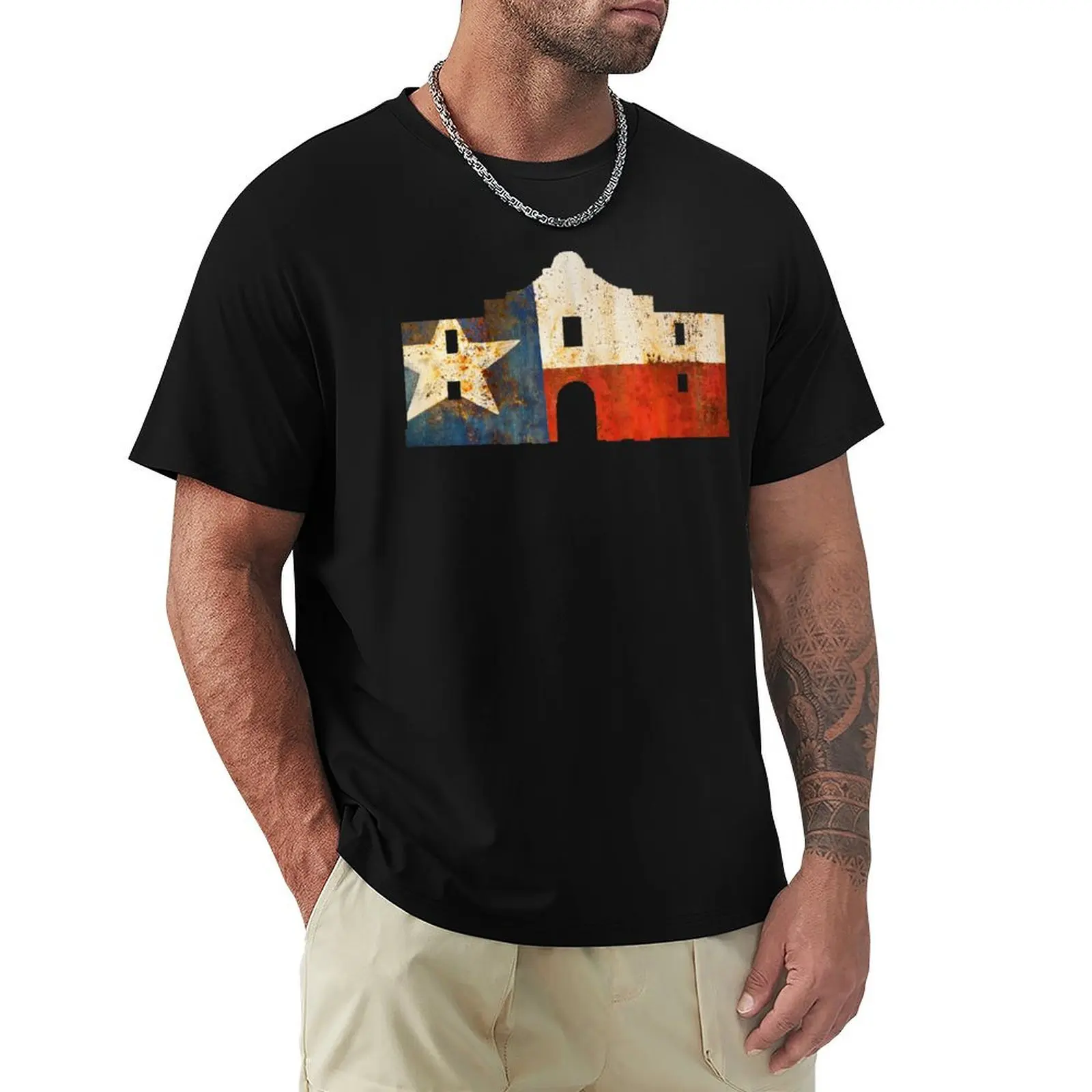 Alamo Texas Flag T-Shirt Short sleeve tee Aesthetic clothing Blouse graphic tee shirt men