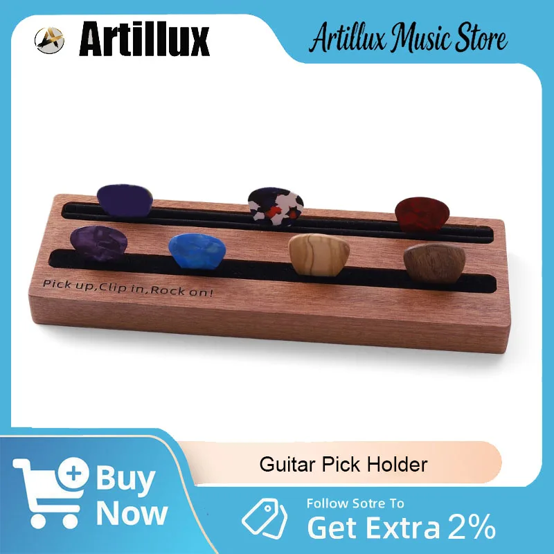 

Artilux Wood Guitar Pick Holder High Quality Enduring Non Slip Guitar Pick Organizer for Guitarists Instrument Accessories