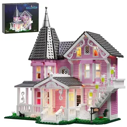 MOC Christmas theme Coralineds Pink Palaces Building Blocks Medieval Castle Sets Rowling Black Cat Scene Bircks Toys Xmas Gift