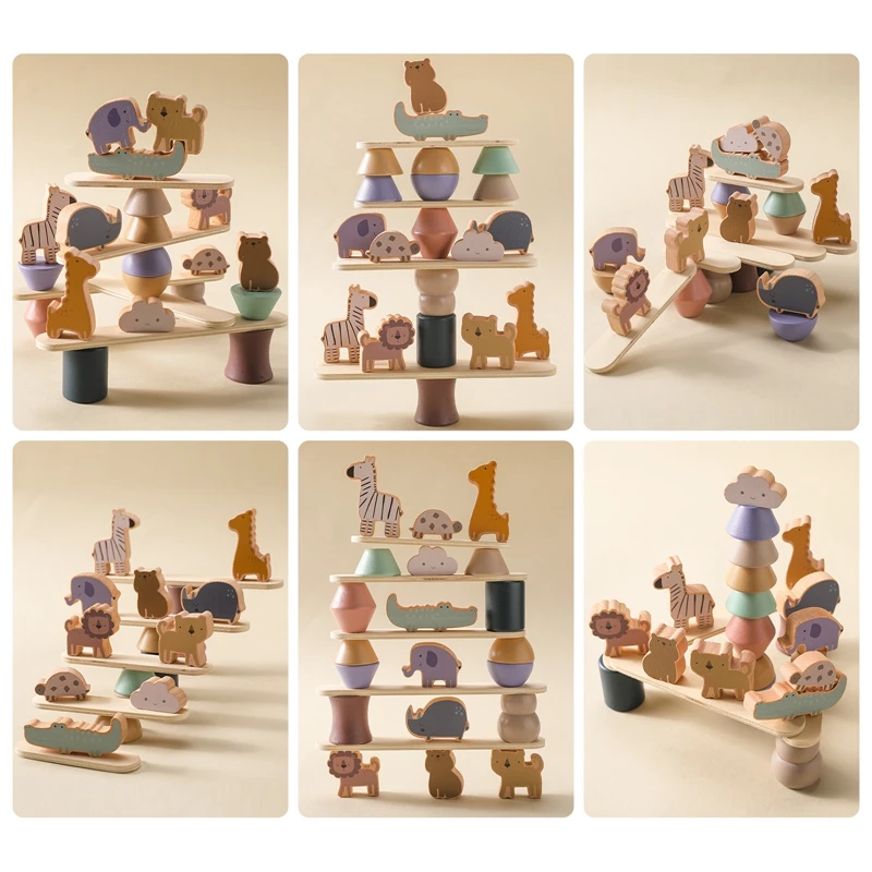 Jouets en vrac créatifs bébé constructeur en bois ensemble Montessori jouets pour enfants jouets sensoriels nordiques Waldorf Astoria bébé cadeaux