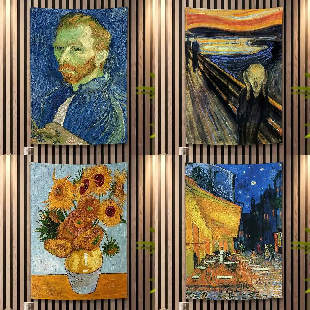 Art V-Van G-Gogh O-Oil Creative Funny Flags for Bedrooms Home Decor Items Outdoor Decors Garage Decoration Flaga
