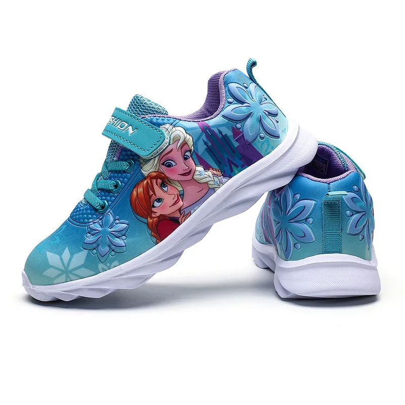 Disney Cartoon Frozen Sport Shoes 2023 New Boys Cars Lightning Mcqueen Tennis Shoes Kids Casual Sneakers Girls Running Shoes