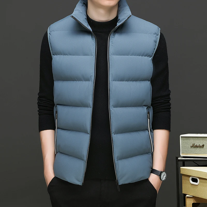 

Warm Men Causal Winter Outerwear Coat Sleeveless Jacket Autumn Simple Clothes Thicken Padded Stand Collar Fashion Waistcoat Vest