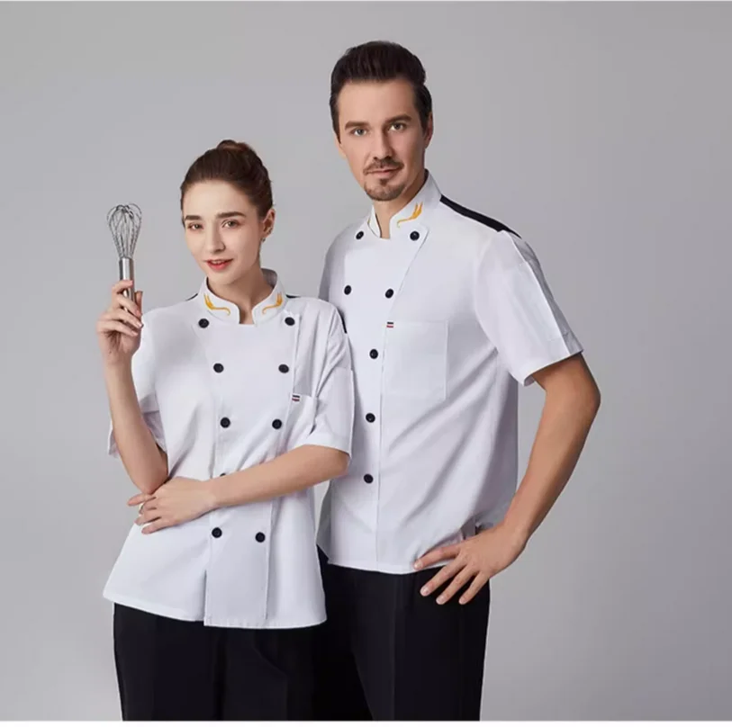 Uniforme de trabajo de Chef transpirable de manga larga para Hotel y restaurante