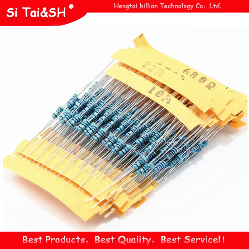 600PCS 30Values* 20PCS 1% 1/4 W resistor pack set diy Metal Film Resistor kit use colored ring resistance (10 ohms~1 M ohm)