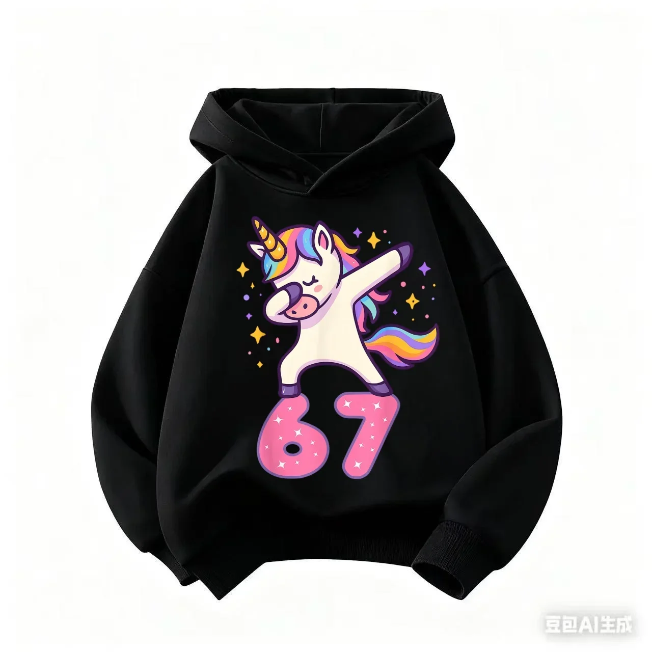 Einhorn-Hoodie für Kinder 67 Regenbogen Niedlicher Kawaii Cartoon Glitzernder Mädchen Lustiger Trendiger Oversized Lässiger Sport-Sweatshirt – Detail 2