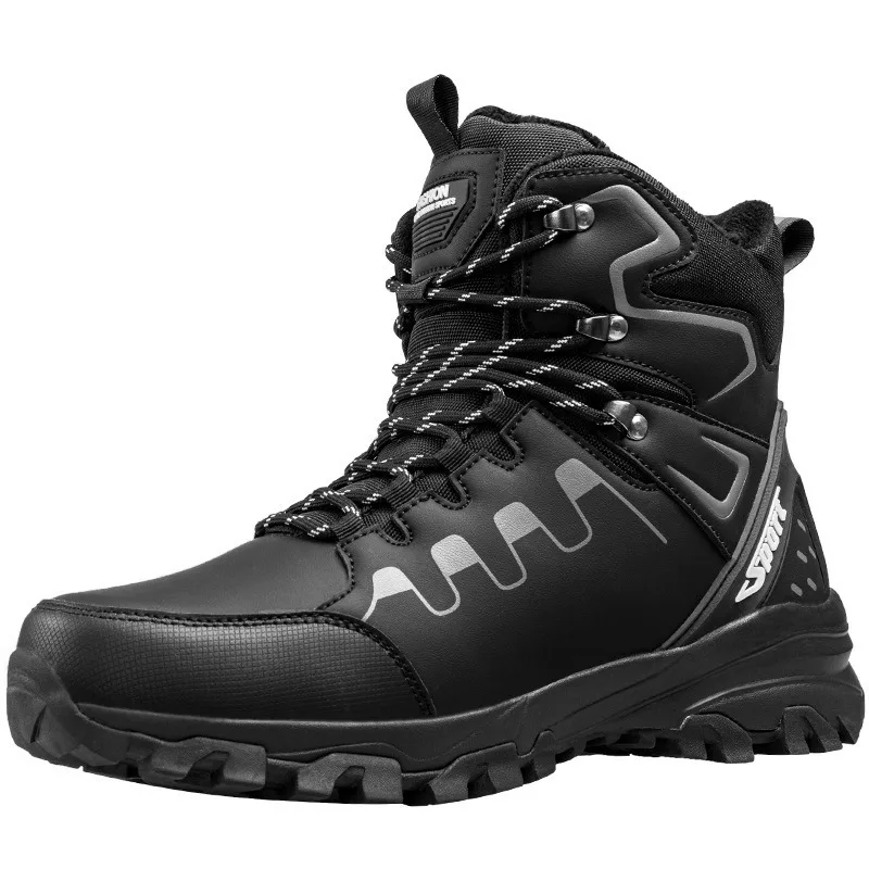

Winter Men's Boots New Mid-calf Cotton Shoes Waterproof Leather Snow Boots Outdoor Non-slip Hiking Boot Plush Warm Winter Boots