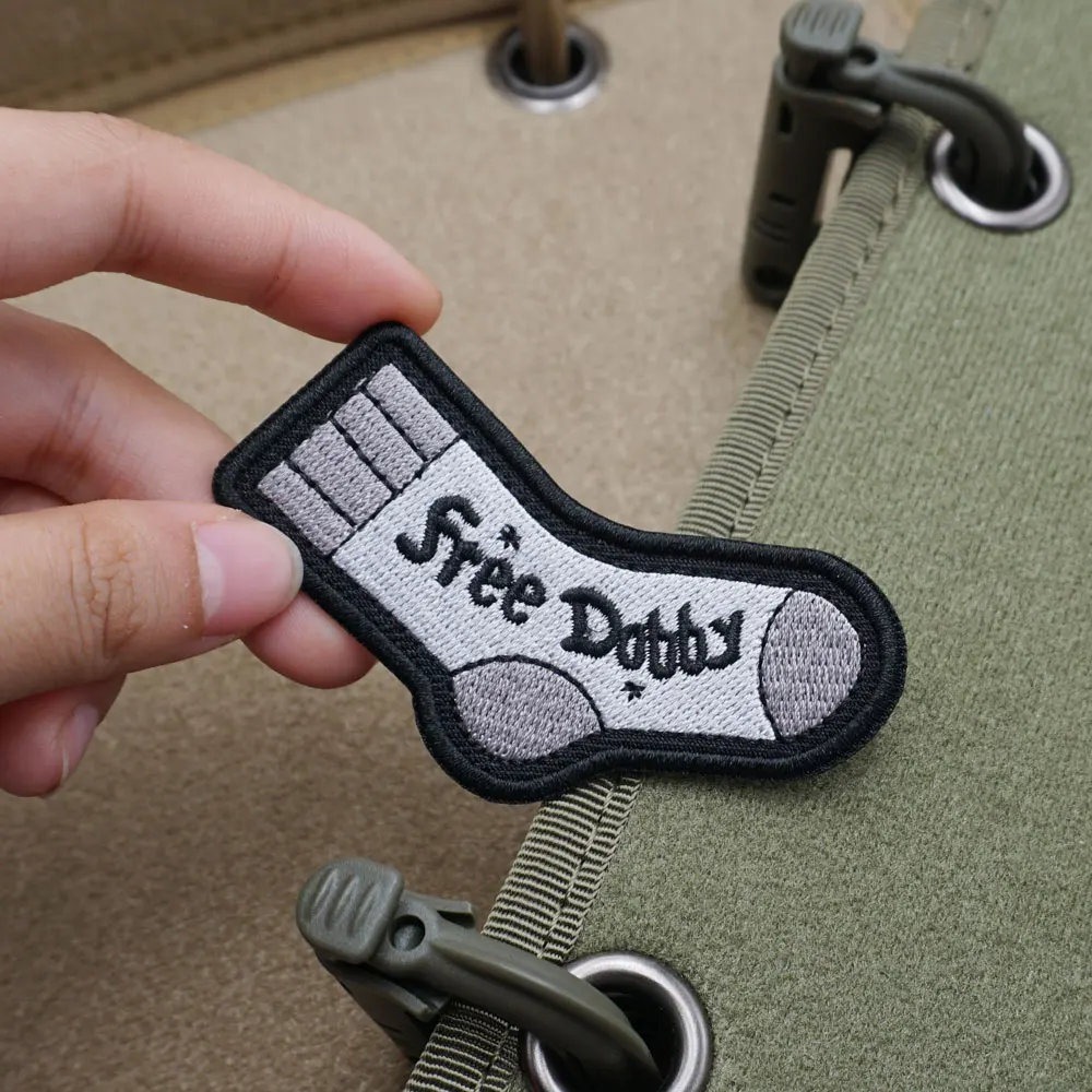 Free dobby,High quality embroidery patches,Tags and badges with hooks ,for clothing ,hats and backpacks