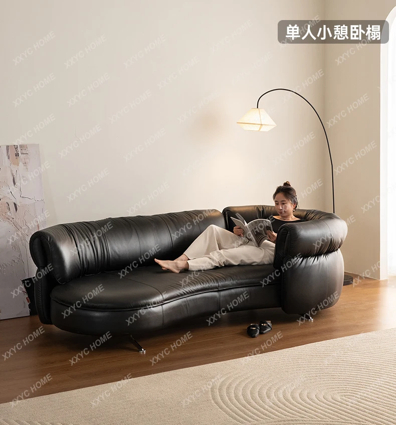 Leather sofa living room new first layer cowhide multi-functional rotatable deformation straight row designer model