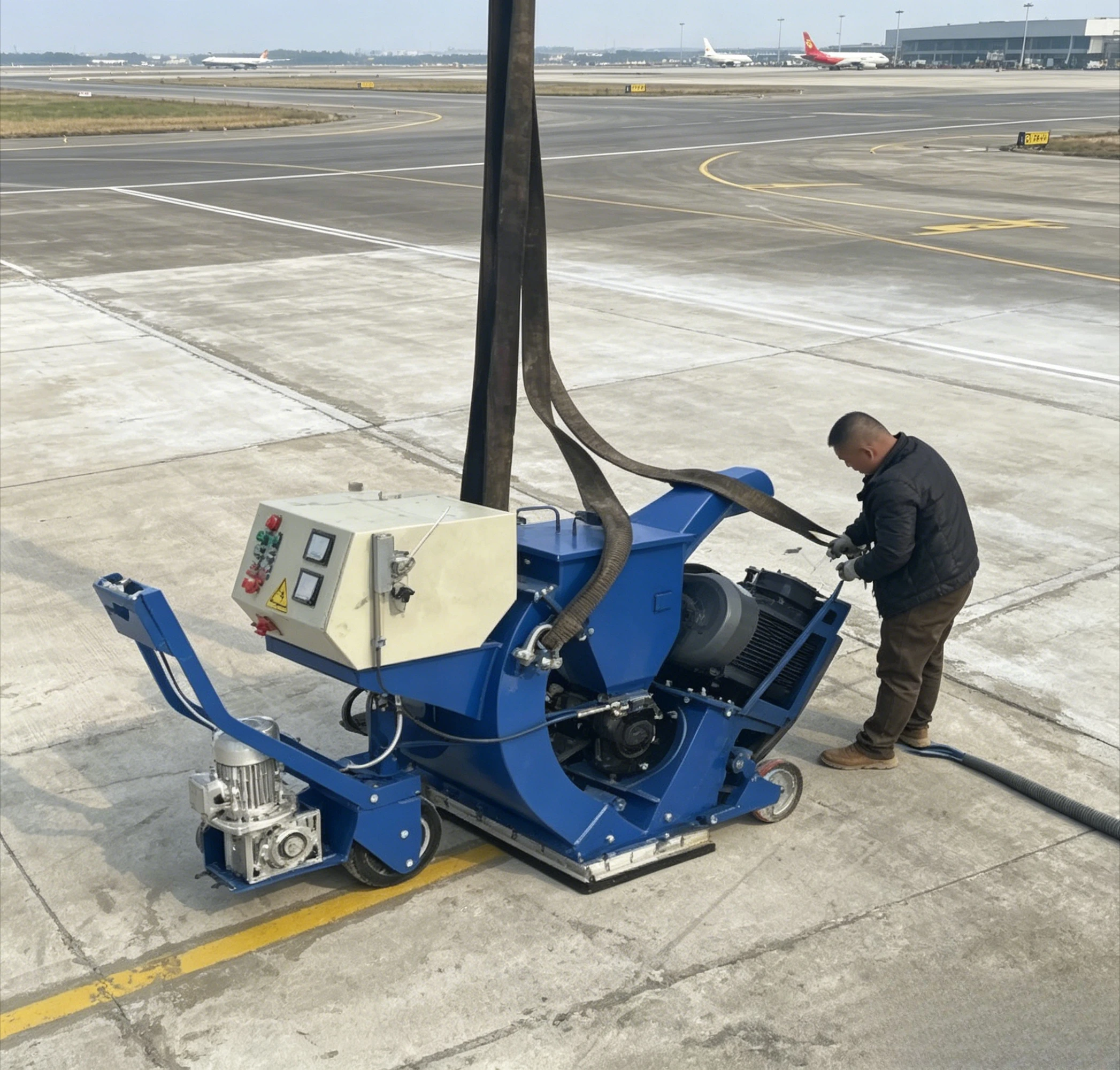 Broyeur de surface industriel mobile pour l'élimination de la rouille des tôles d'acier et le nettoyage des marquages routiers