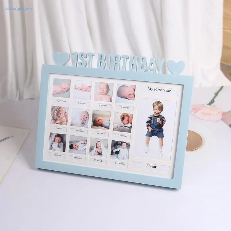 Eerstejaars fotomoment babyherinneringsframe DIY 0-12 maanden fotodisplaycadeau