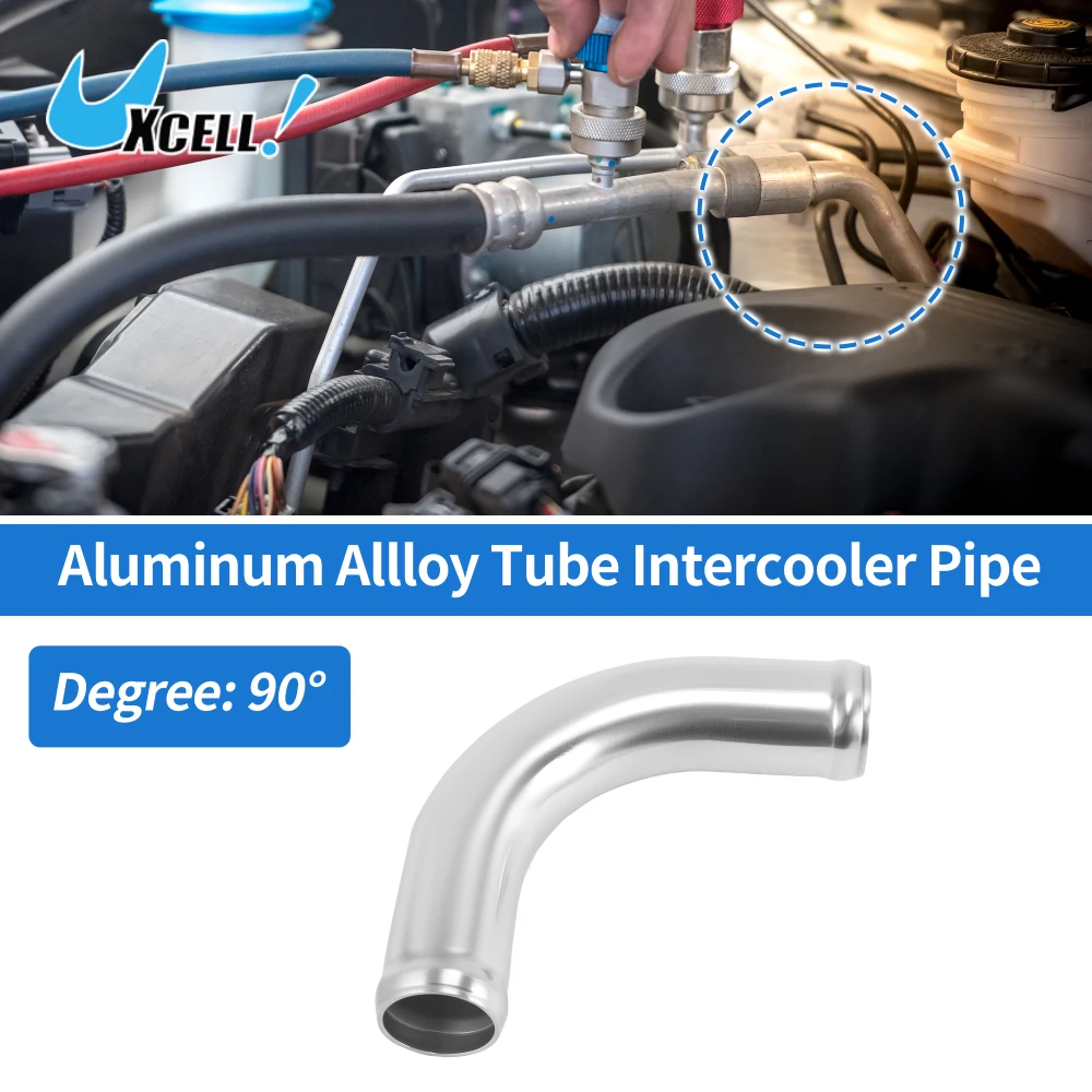 Uxcell 32/38/51/57/63mm OD 90 Degree Aluminum Alloy Tube Intercooler Pipe Universal Air Intake Connection Pipe Length 100mm