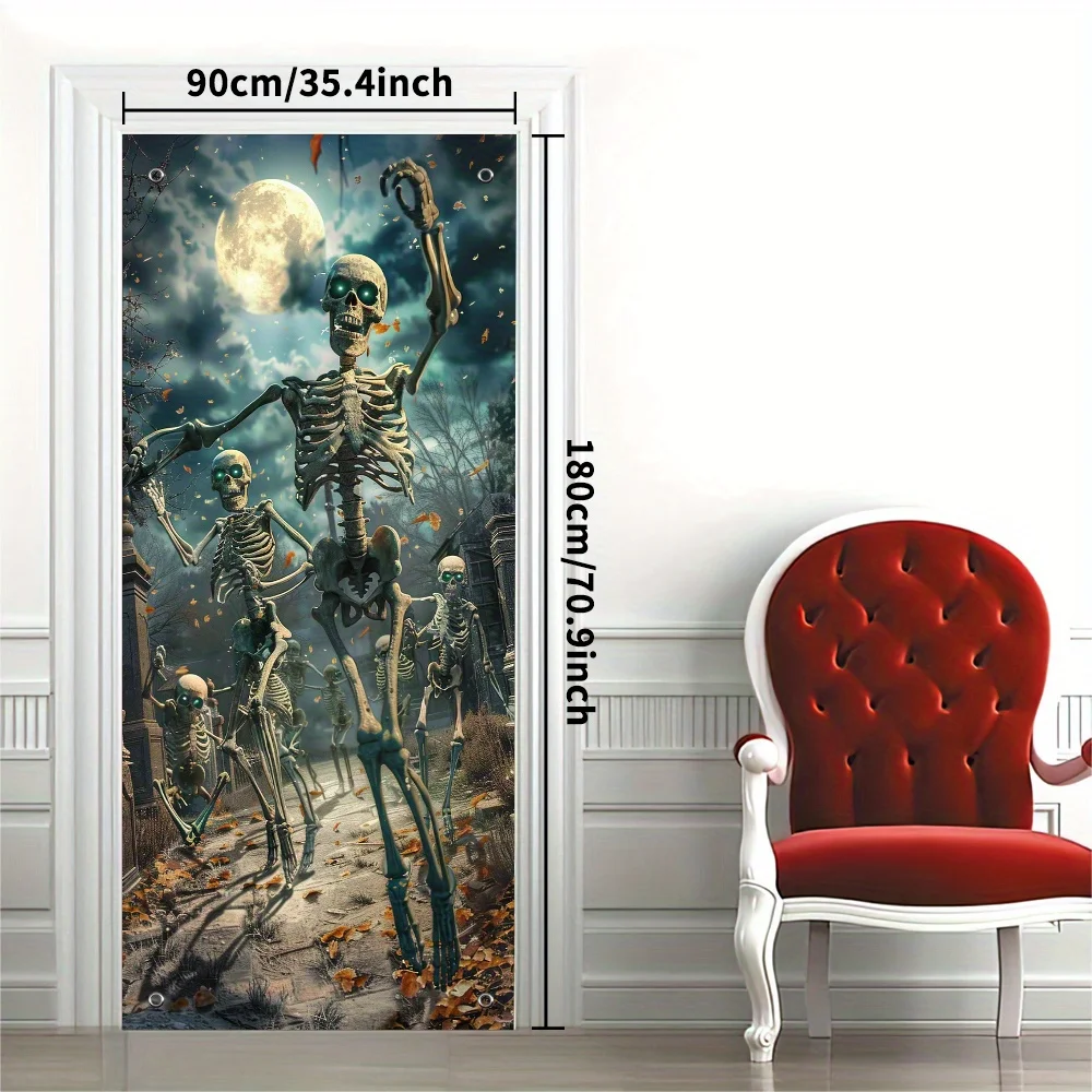 Halloween Skull Door Cover - Haunted House entrance banner (35.4 \